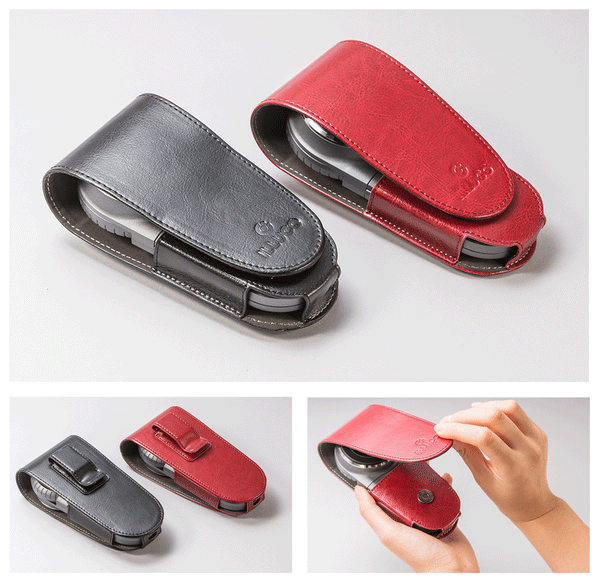 ILLUCO IDS 1100 dermatoscope packaged with premium leather carry pouch for clinical use